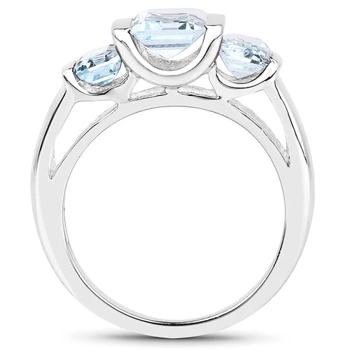 3.21 Carat Genuine Blue Topaz .925 Sterling Silver Ring - Image 5