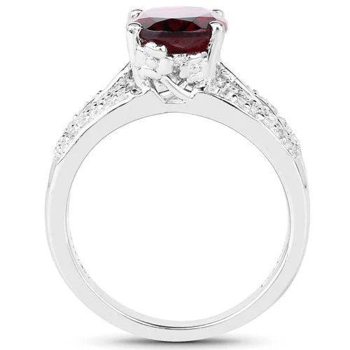 3.23 Carat Genuine Rhodolite and White Topaz .925 Sterling Silver Ring - Image 5
