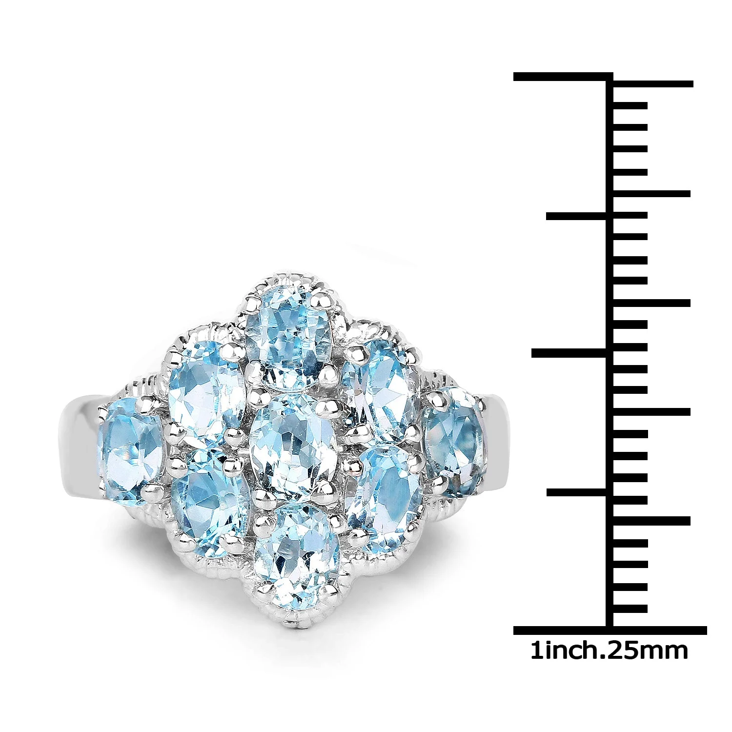 3.24 Carat Genuine Blue Topaz .925 Sterling Silver Ring - Image 3