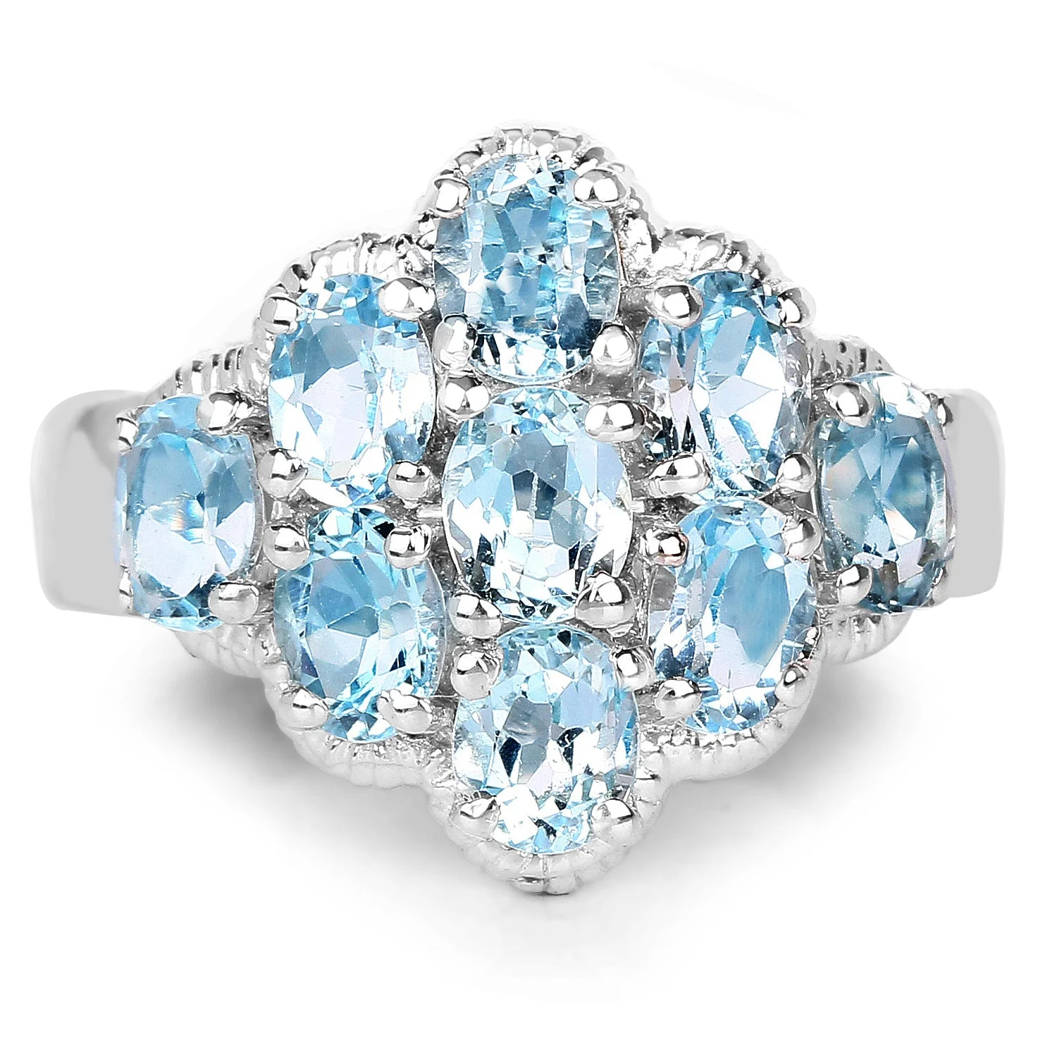 3.24 Carat Genuine Blue Topaz .925 Sterling Silver Ring - Image 4