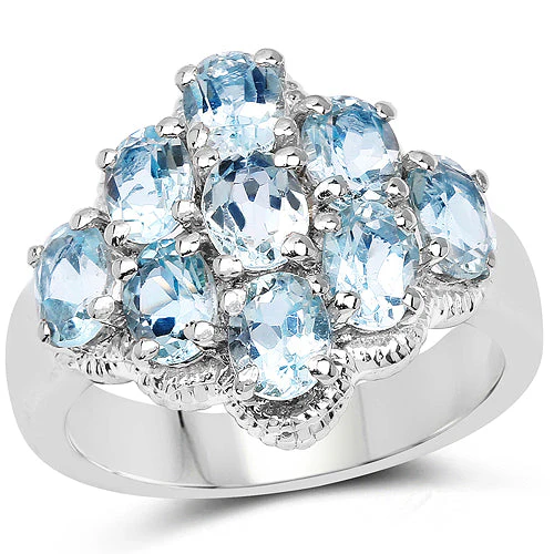 3.24 Carat Genuine Blue Topaz .925 Sterling Silver Ring - Image 5