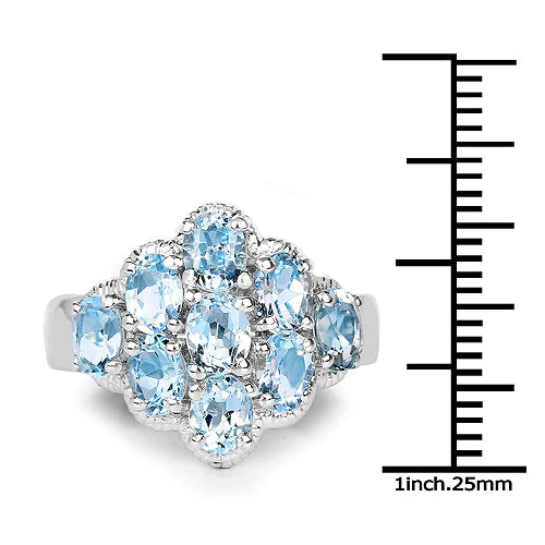 3.24 Carat Genuine Blue Topaz .925 Sterling Silver Ring - Image 7