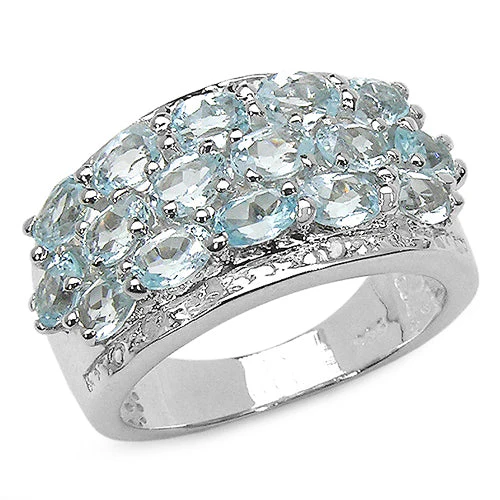 3.24 Carat Genuine Blue Topaz & White Topaz .925 Sterling Silver Ring - Image 4