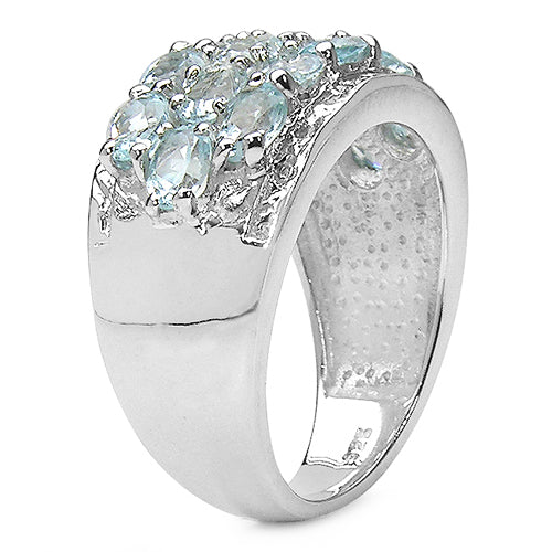 3.24 Carat Genuine Blue Topaz & White Topaz .925 Sterling Silver Ring - Image 5