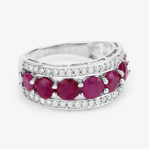 3.24 Carat Genuine Ruby and White Diamond 14K White Gold Ring - Image 11