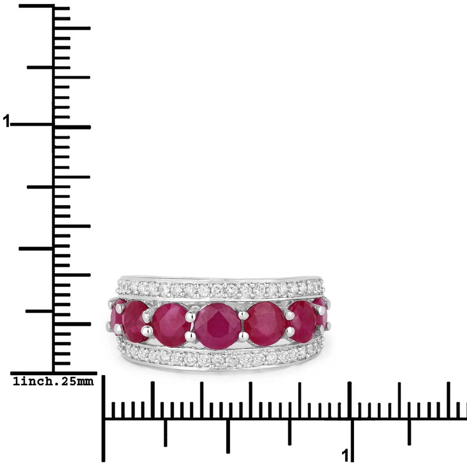 3.24 Carat Genuine Ruby and White Diamond 14K White Gold Ring - Image 3