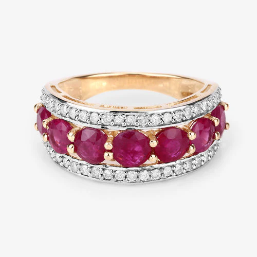 3.24 Carat Genuine Ruby and White Diamond 14K Yellow Gold Ring - Image 10