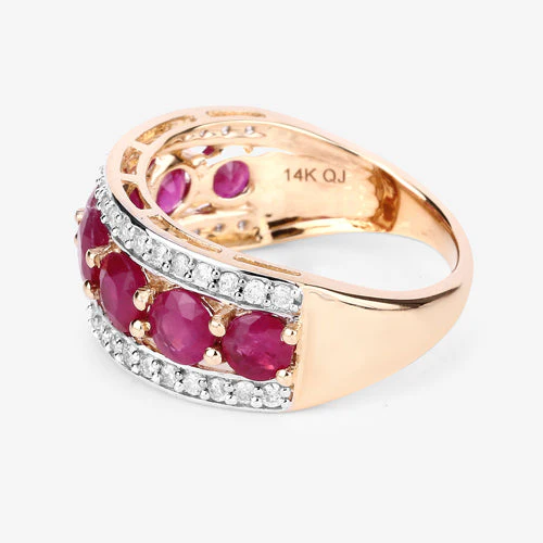 3.24 Carat Genuine Ruby and White Diamond 14K Yellow Gold Ring - Image 12