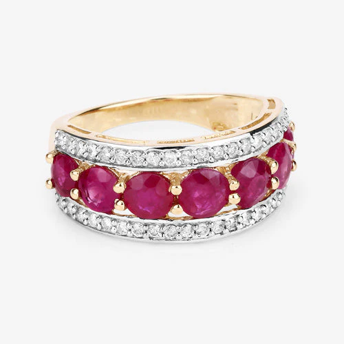 3.24 Carat Genuine Ruby and White Diamond 14K Yellow Gold Ring - Image 13