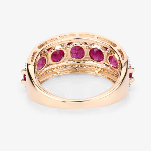 3.24 Carat Genuine Ruby and White Diamond 14K Yellow Gold Ring - Image 14