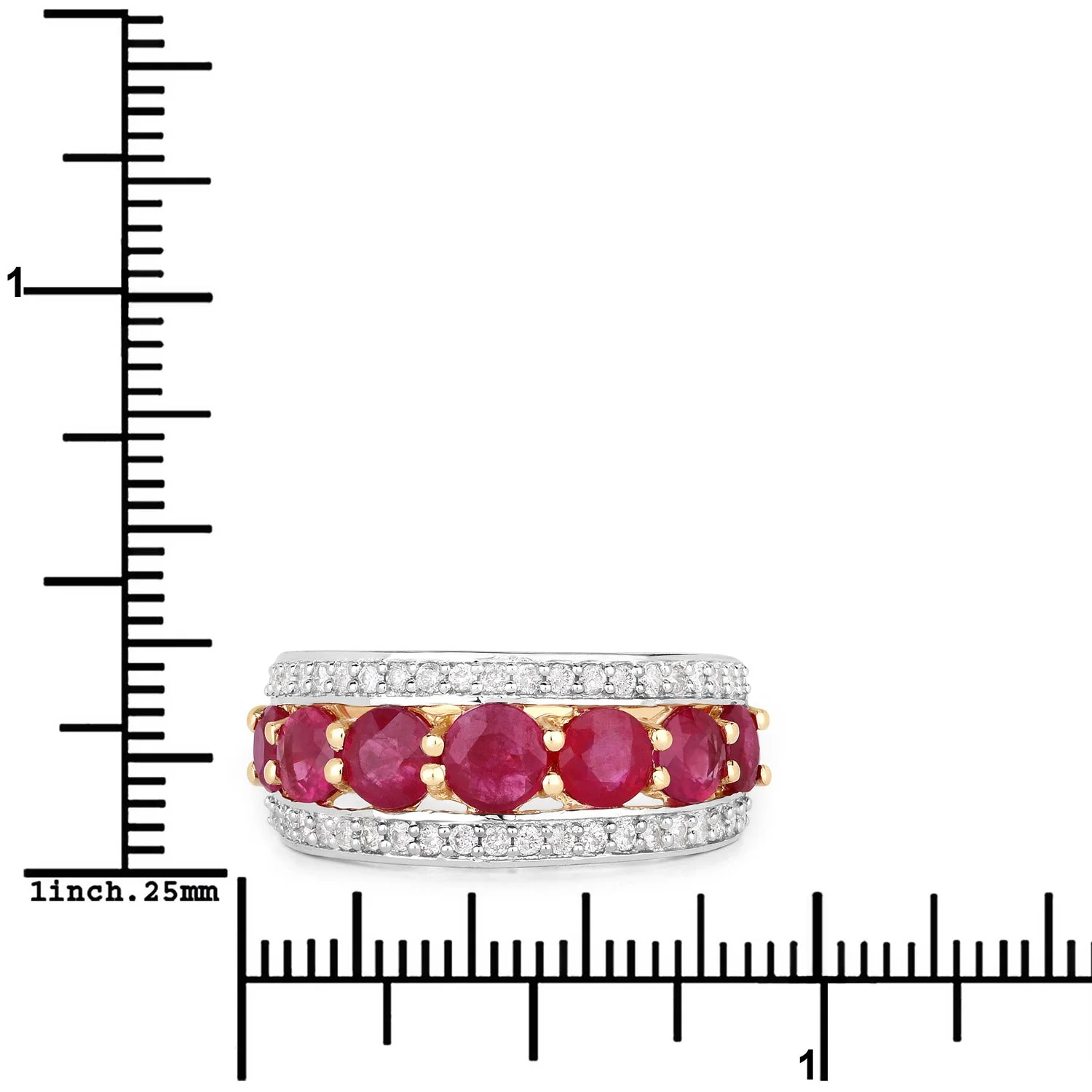 3.24 Carat Genuine Ruby and White Diamond 14K Yellow Gold Ring - Image 3