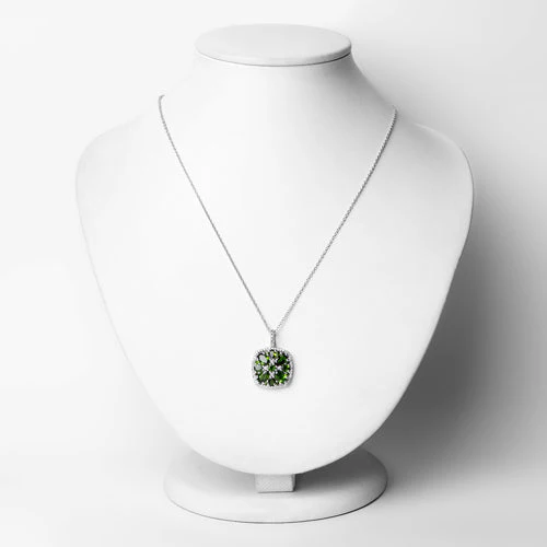 3.25 Carat Genuine Chrome Diopside and White Zircon .925 Sterling Silver Pendant - Image 5