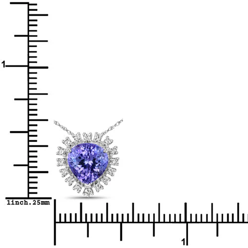 3.25 Carat Genuine Tanzanite and White Diamond 14K White Gold Pendant - Image 7