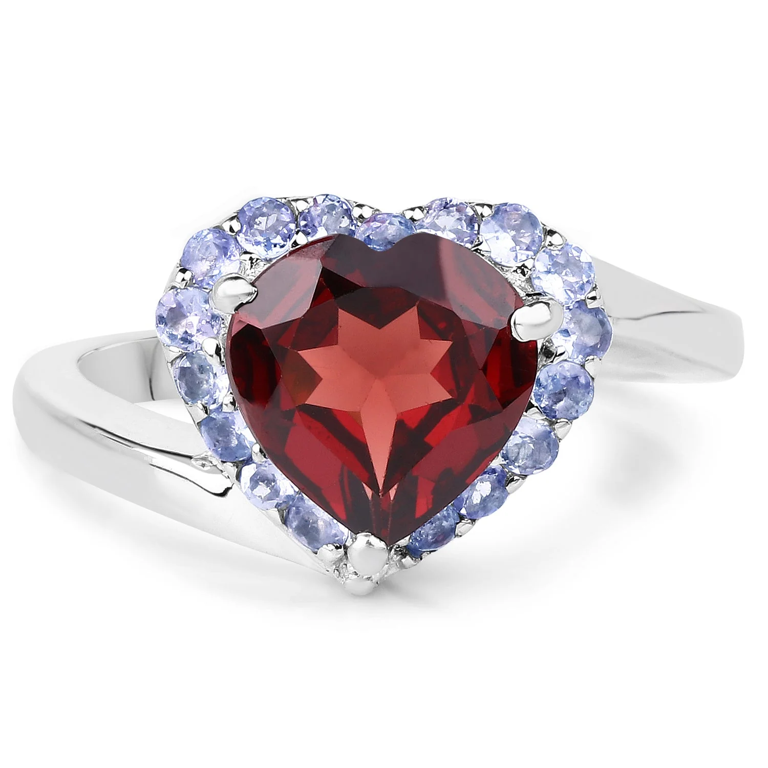 3.26 Carat Genuine Garnet and Tanzanite .925 Sterling Silver Ring - Image 3