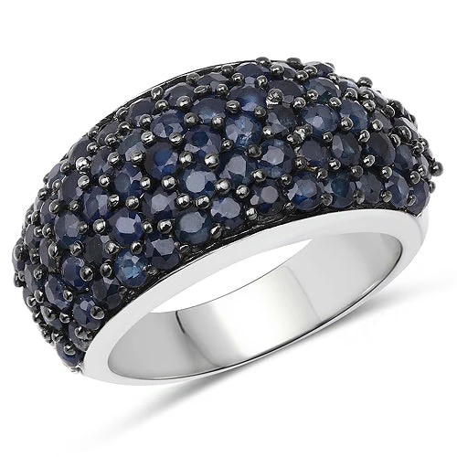 3.28 Carat Genuine Blue Sapphire and White Topaz .925 Sterling Silver Ring - Image 4