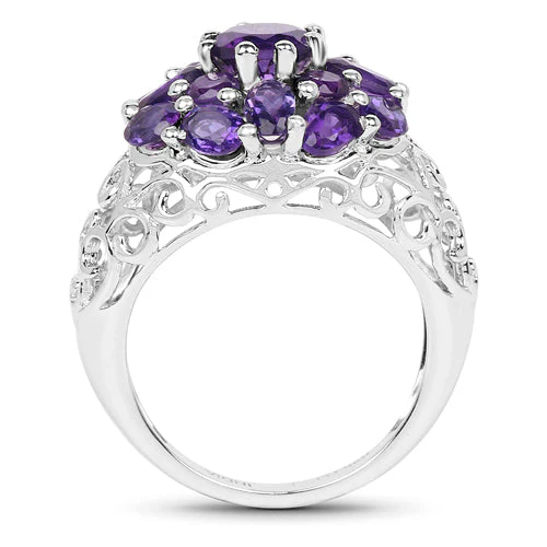 3.29 Carat Genuine Amethyst .925 Sterling Silver Ring - Image 5