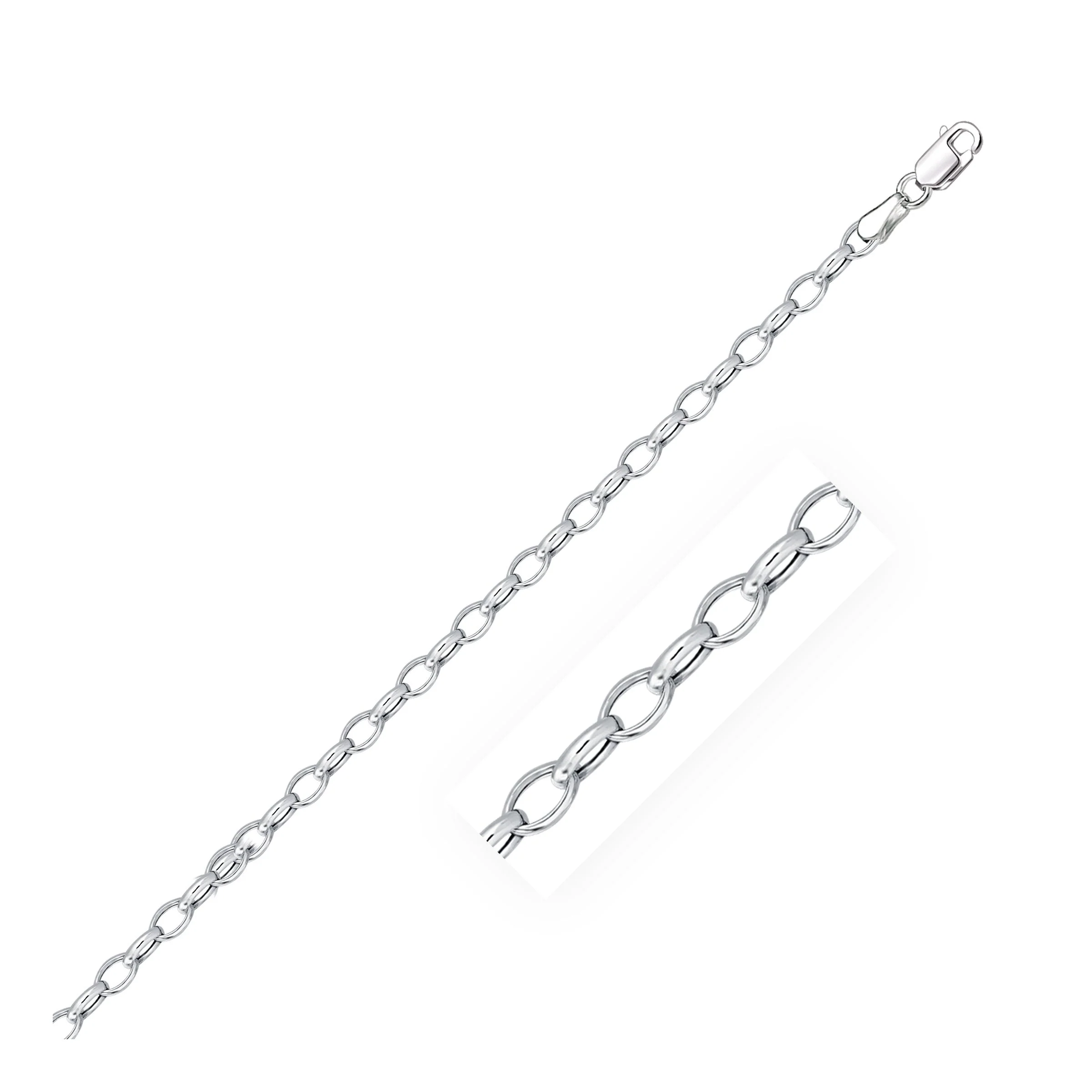 3.2mm 14k White Gold Oval Rolo Bracelet - Image 4