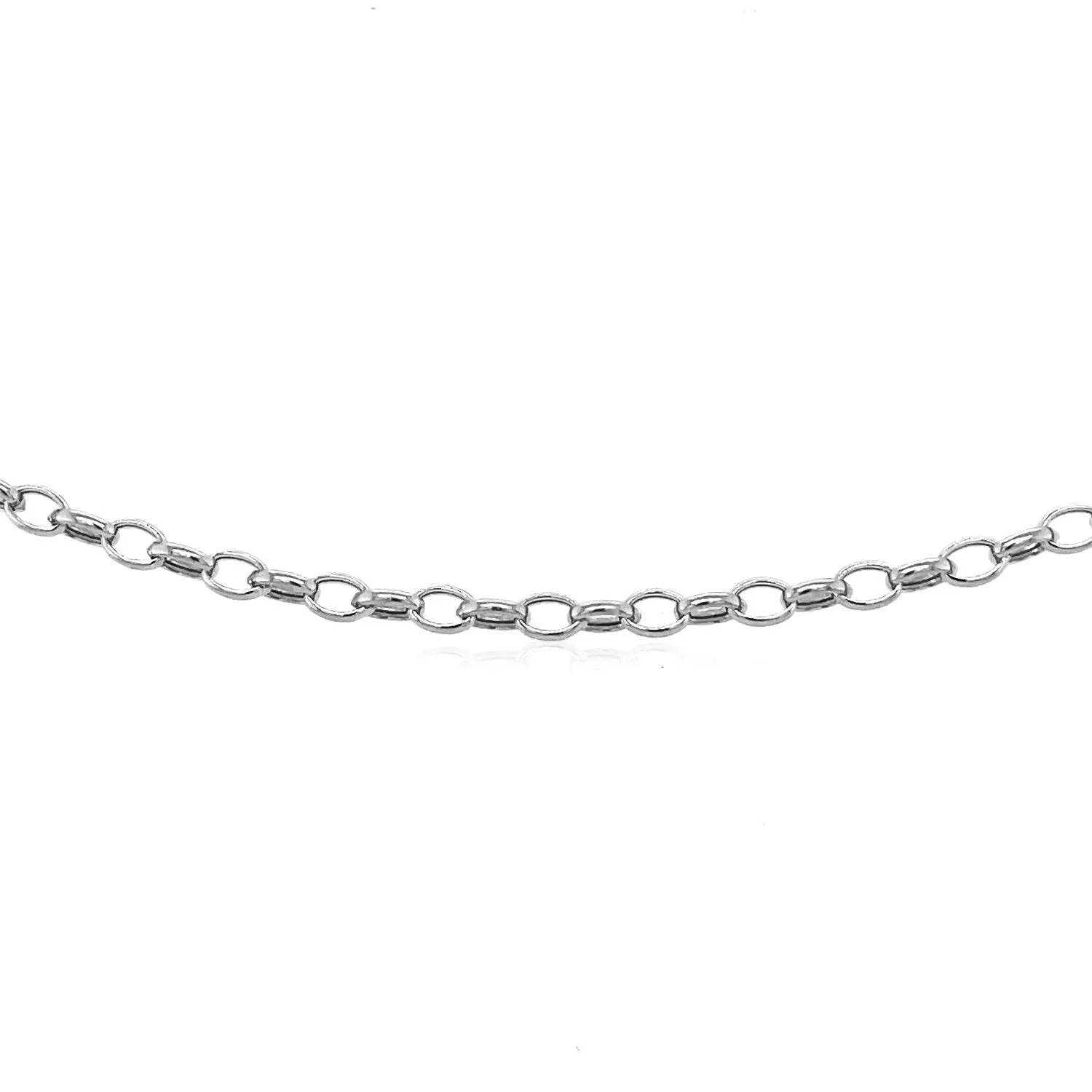 3.2mm 14k White Gold Oval Rolo Bracelet - Image 5