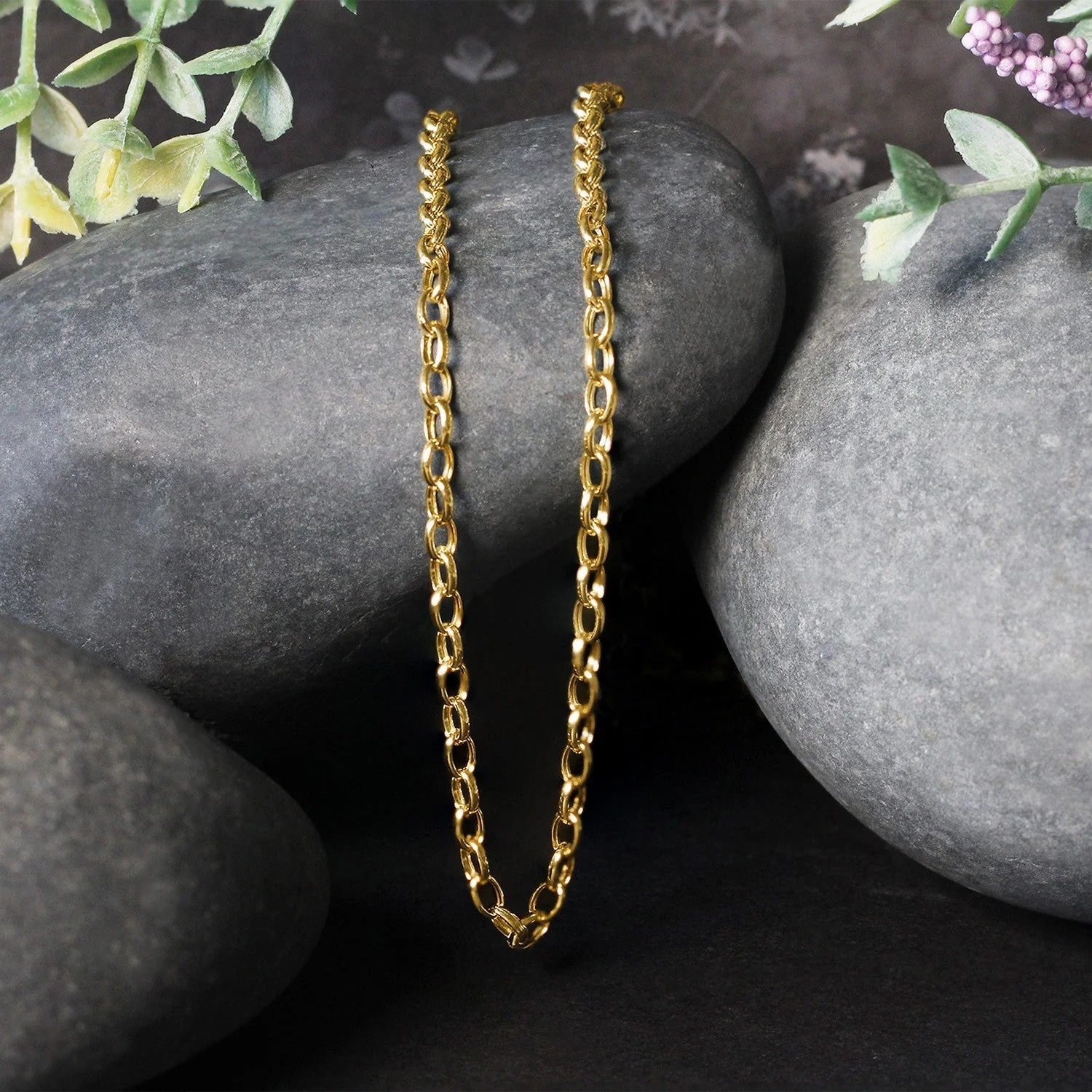 3.2mm 14k Yellow Gold Oval Rolo Chain - Image 10