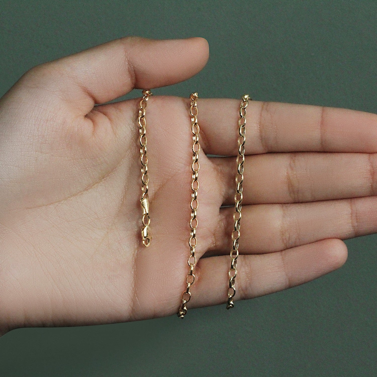 3.2mm 14k Yellow Gold Oval Rolo Chain - Image 13