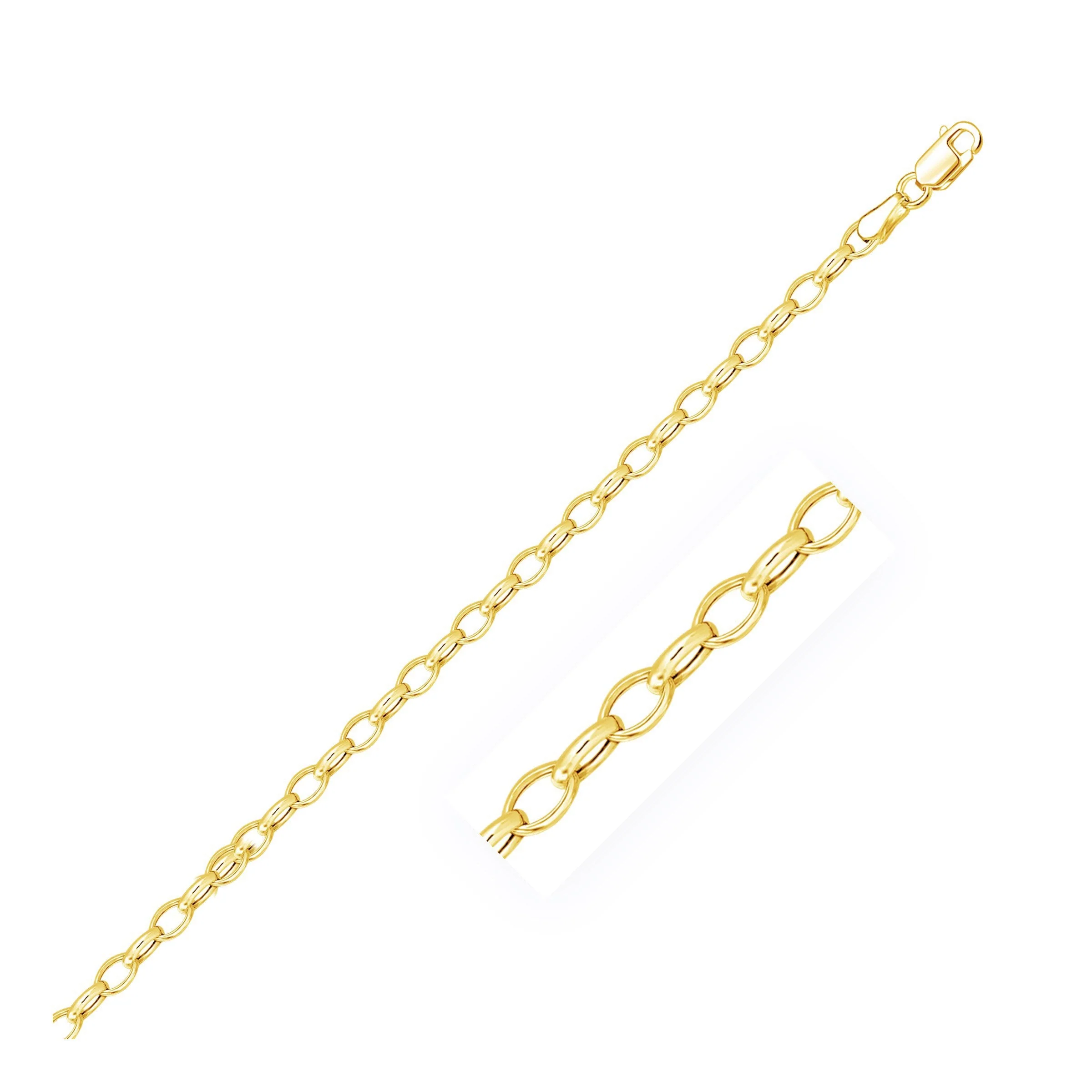3.2mm 14k Yellow Gold Oval Rolo Chain - Image 8
