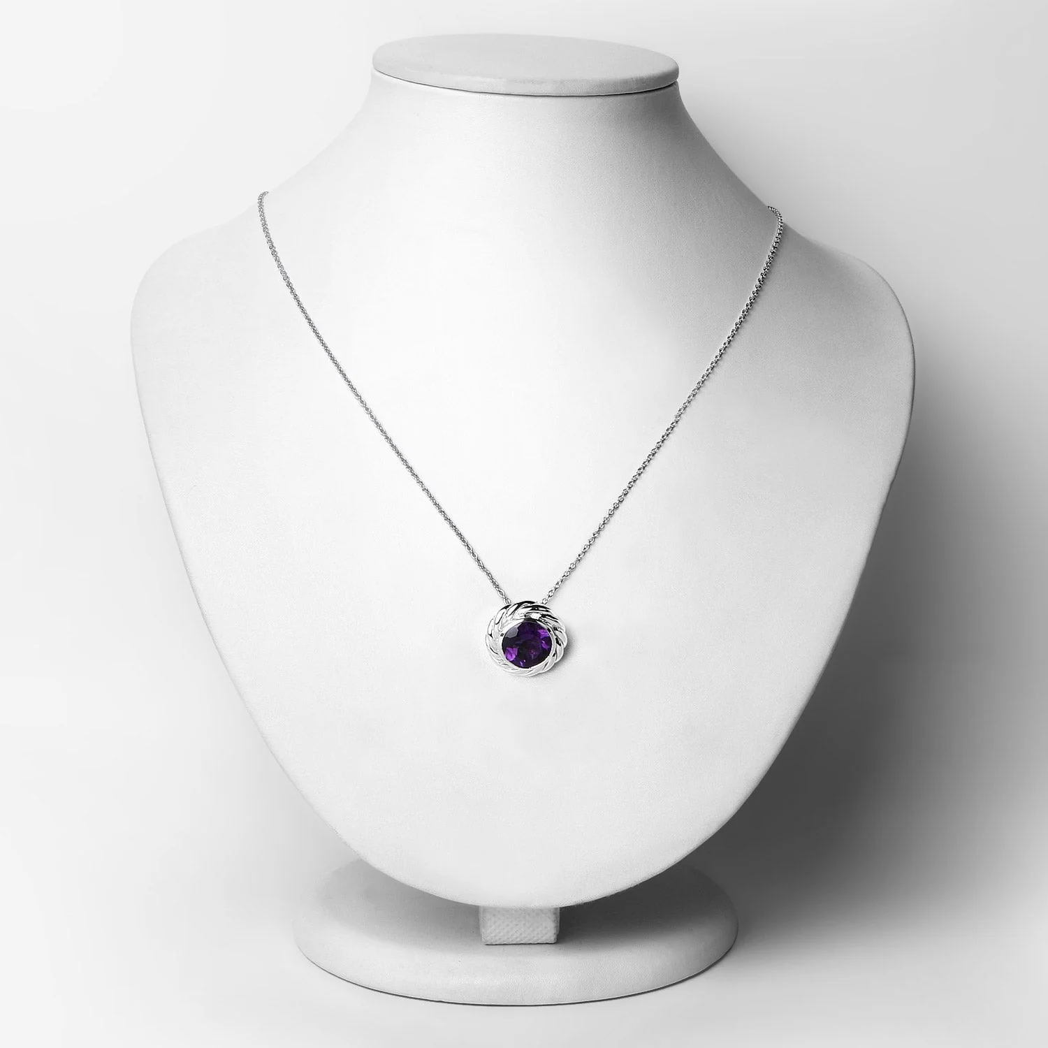 3.30 Carat Genuine Amethyst .925 Sterling Silver Pendant - Image 2