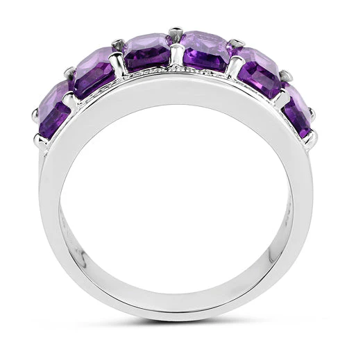 3.30 Carat Genuine Amethyst .925 Sterling Silver Ring - Image 5