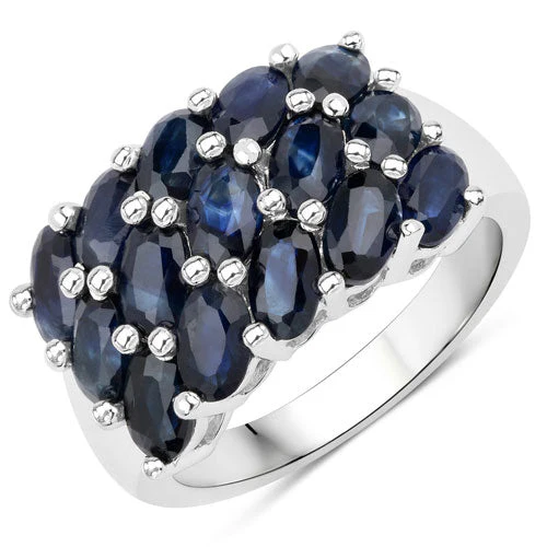 3.30 Carat Genuine Blue Sapphire .925 Sterling Silver Ring - Image 2