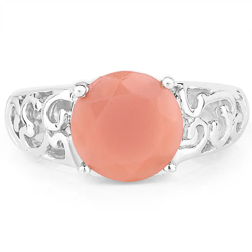 3.30 Carat Genuine Peach Moonstone .925 Sterling Silver Ring - Image 6