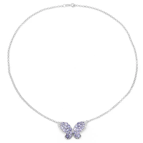 3.31 Carat Genuine Tanzanite & White Topaz .925 Sterling Silver Pendant - Image 4