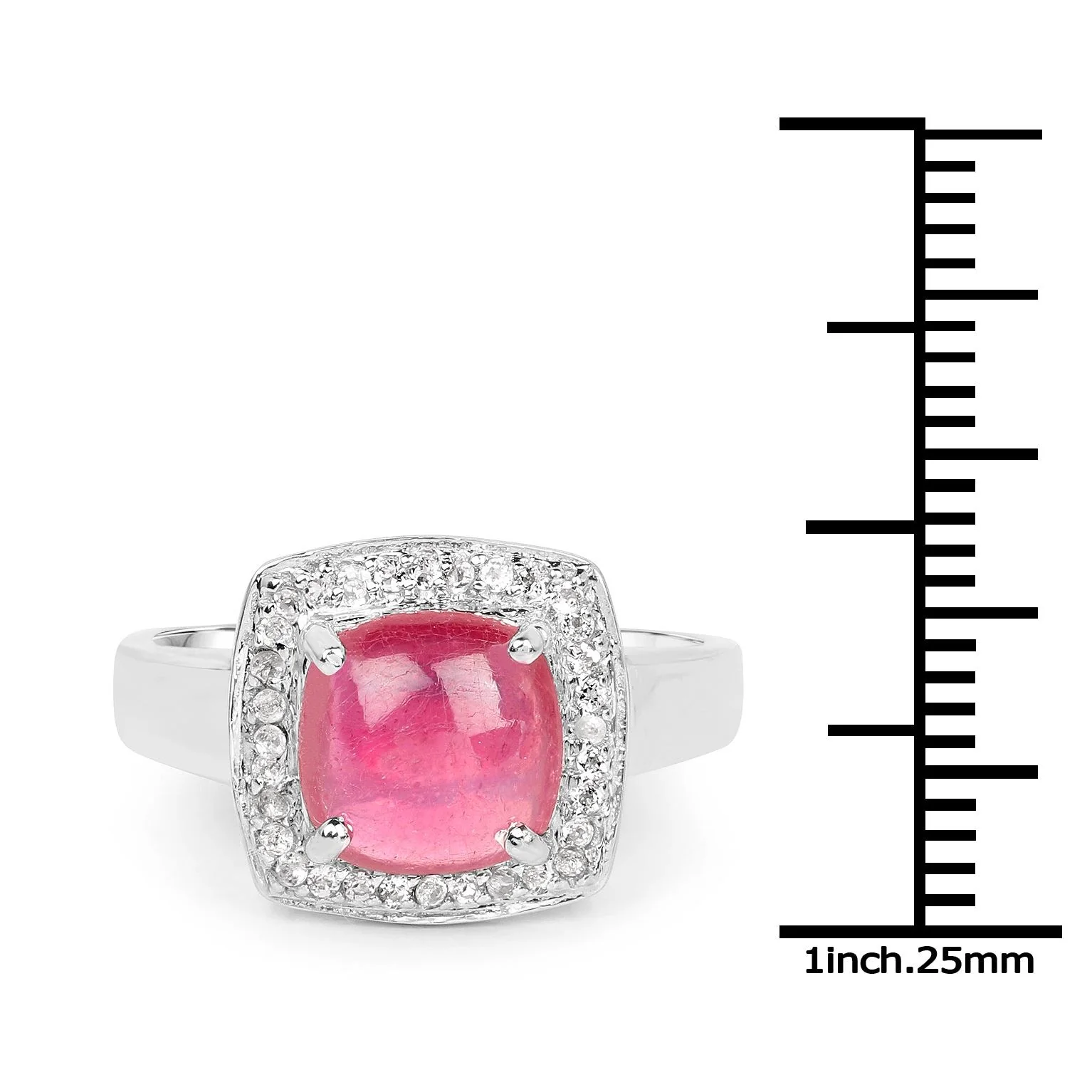 3.31 Carat Glass Filled Ruby and White Topaz .925 Sterling Silver Ring - Image 3