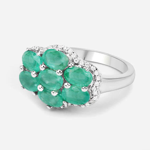 3.33 Carat Genuine Zambian Emerald and White Zircon .925 Sterling Silver Ring - Image 13