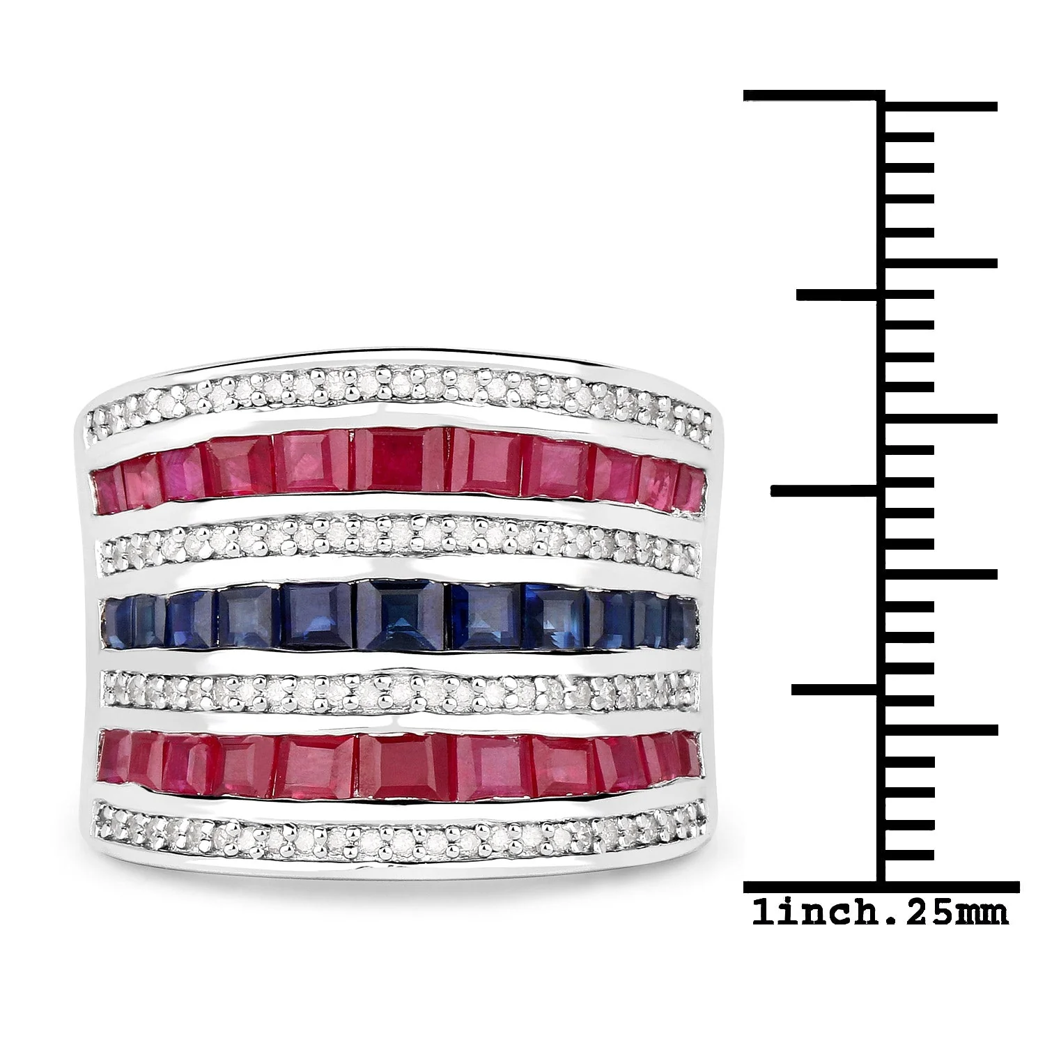 3.36 Carat Genuine Multi Stones .925 Sterling Silver Ring - Image 3