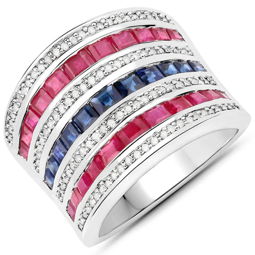 3.36 Carat Genuine Multi Stones .925 Sterling Silver Ring - Image 4