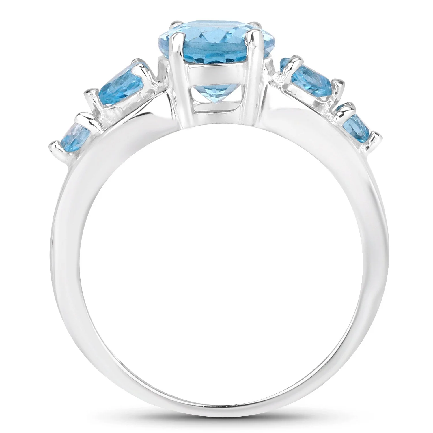 3.37 Carat Genuine Swiss Blue Topaz .925 Sterling Silver Ring - Image 2