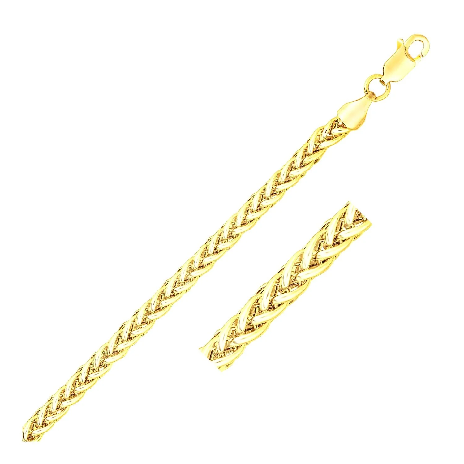 3.3mm 14k Yellow Gold Light Weight Wheat Bracelet - Image 5