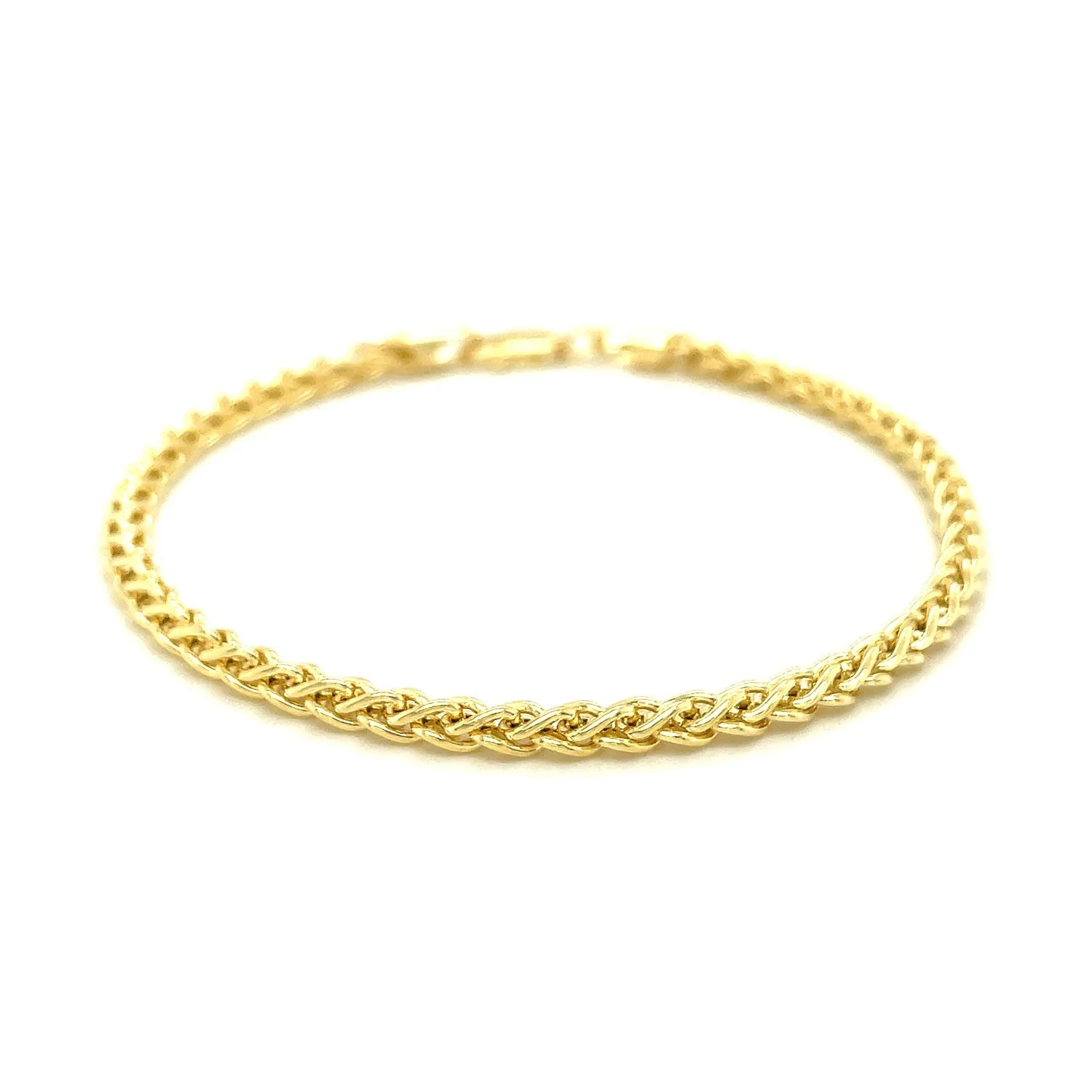 3.3mm 14k Yellow Gold Light Weight Wheat Bracelet - Image 6
