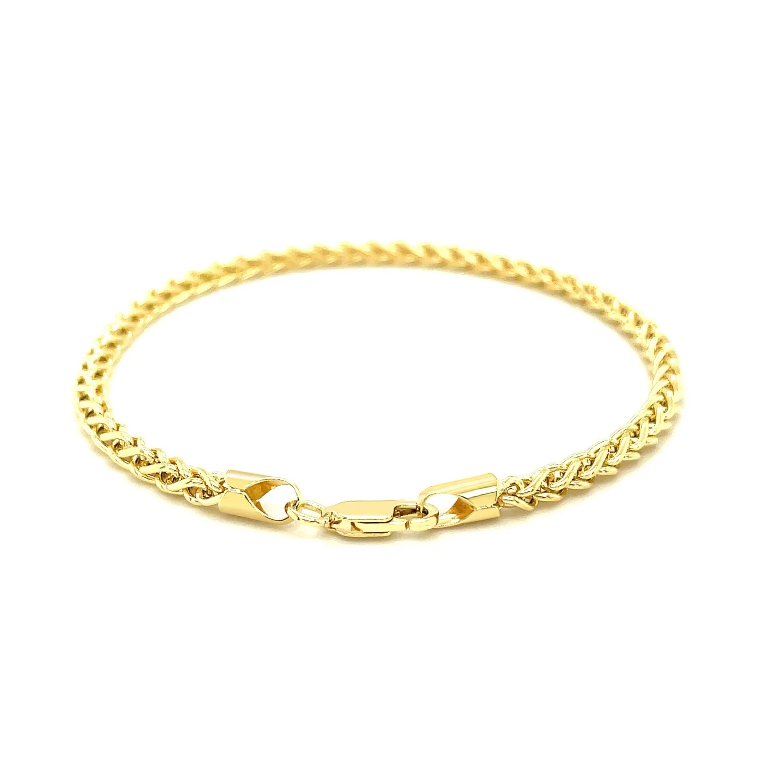 3.3mm 14k Yellow Gold Light Weight Wheat Bracelet - Image 7