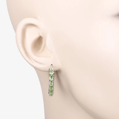 3.40 Carat Genuine Peridot .925 Sterling Silver Earrings - Image 9