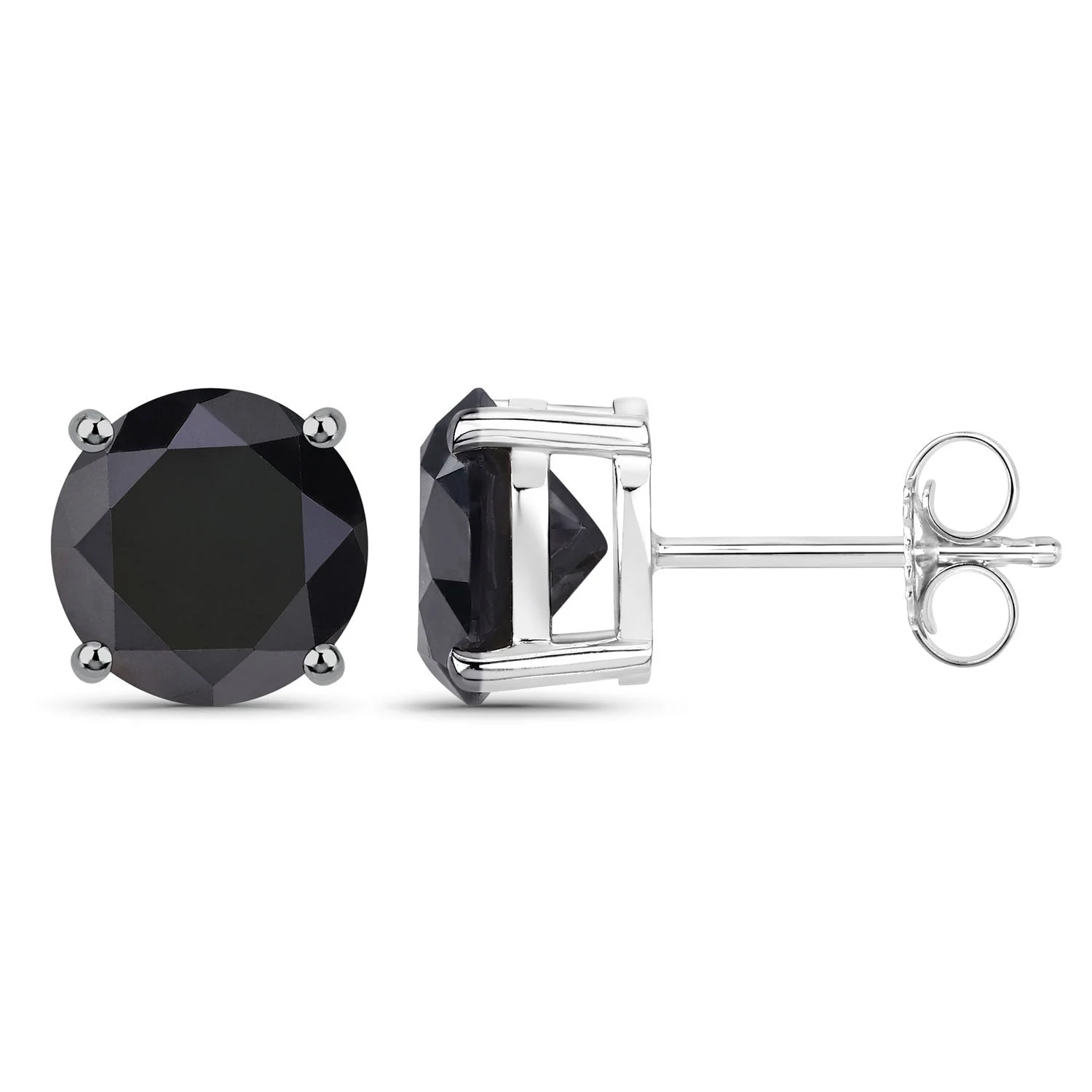 3.48 Carat Genuine Black Diamond 14K White Gold Earrings - Image 2