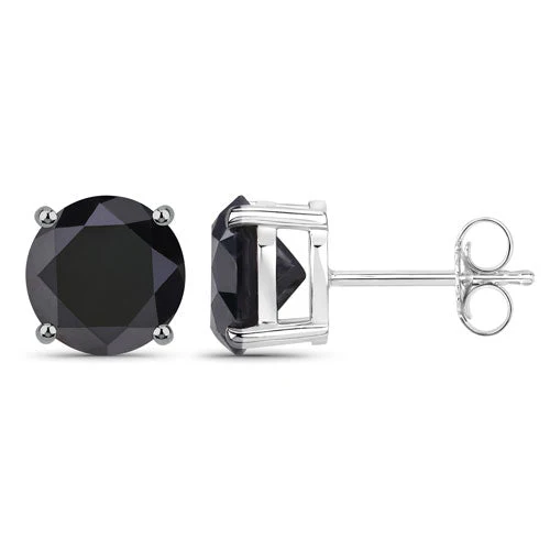 3.48 Carat Genuine Black Diamond 14K White Gold Earrings - Image 6