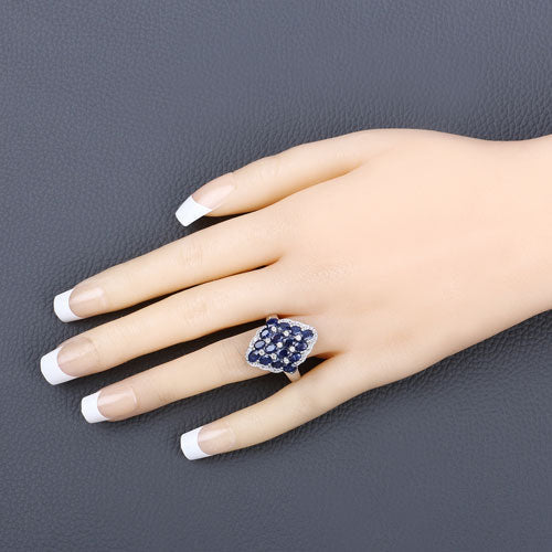 3.48 Carat Genuine Blue Sapphire and White Zircon .925 Sterling Silver Ring - Image 9