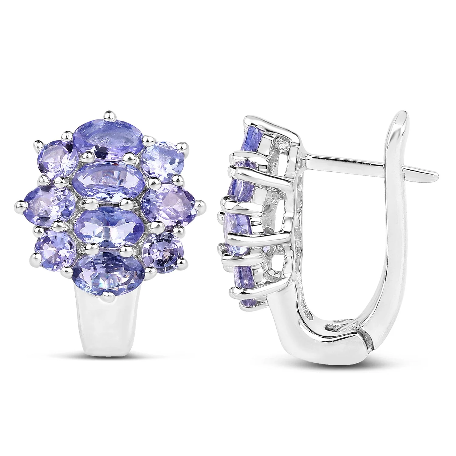 3.48 Carat Genuine Tanzanite .925 Sterling Silver Earrings - Image 2