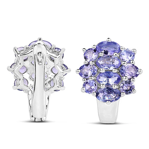 3.48 Carat Genuine Tanzanite .925 Sterling Silver Earrings - Image 6