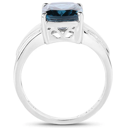 3.50 Carat Genuine London Blue Topaz .925 Sterling Silver Ring - Image 5