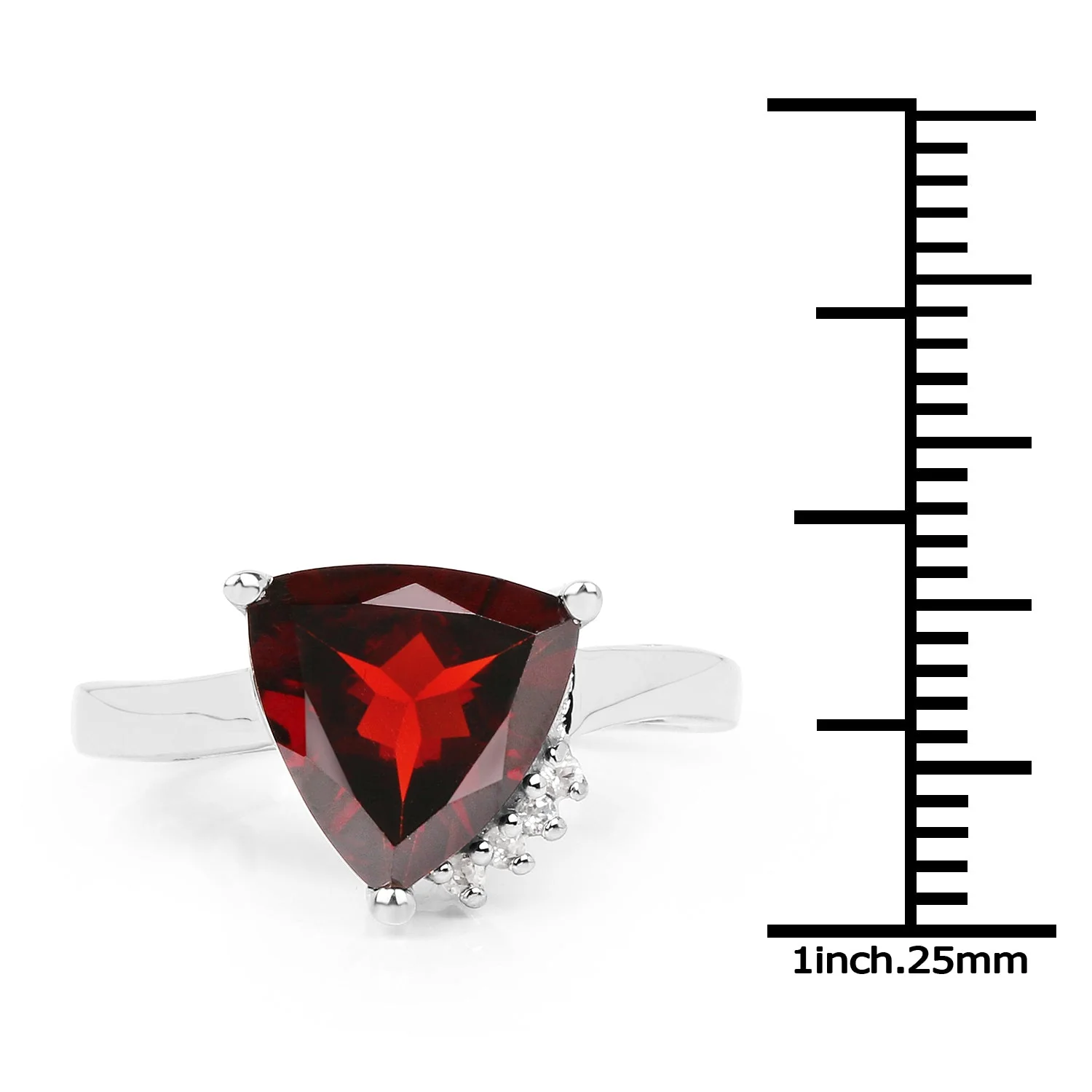 3.56 Carat Genuine Garnet and White Topaz .925 Sterling Silver Ring - Image 3