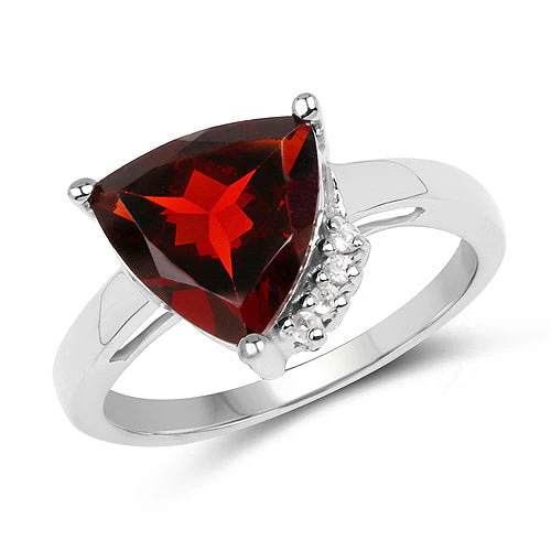 3.56 Carat Genuine Garnet and White Topaz .925 Sterling Silver Ring - Image 4