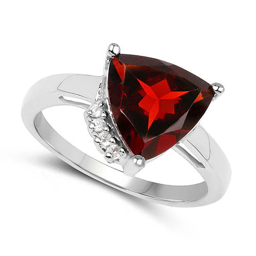 3.56 Carat Genuine Garnet and White Topaz .925 Sterling Silver Ring - Image 5
