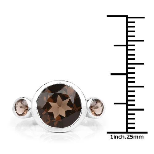 3.56 Carat Genuine Smoky Quartz .925 Sterling Silver Ring - Image 6