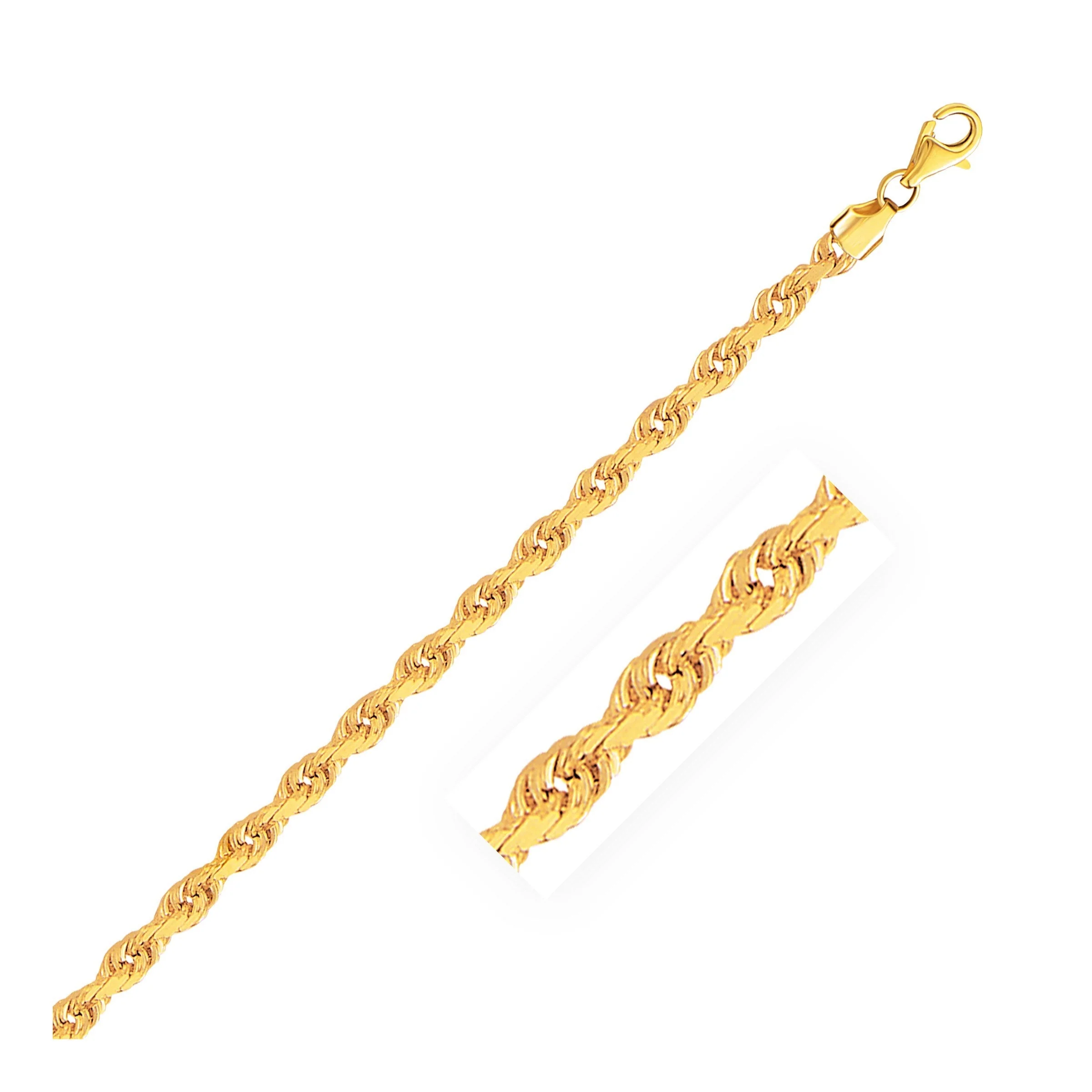 3.5mm 10k Yellow Gold Solid Diamond Cut Rope Bracelet - Image 3